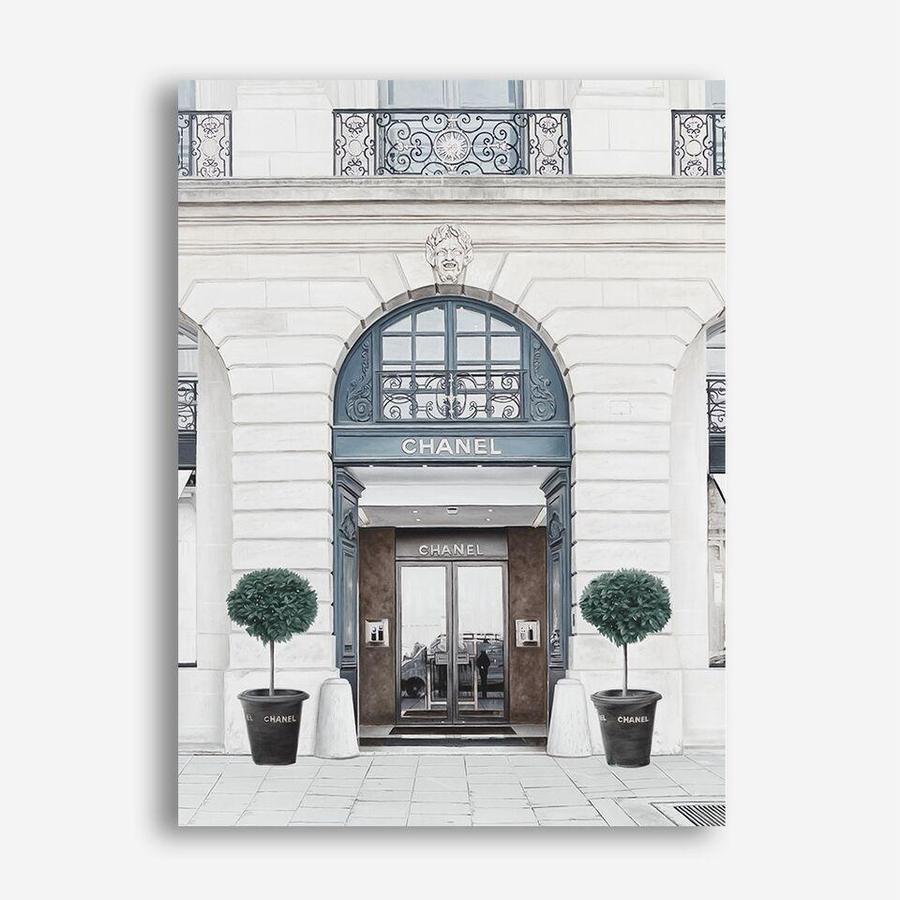 Shop 31 Rue Cambon II Canvas Print a Paris France Fashion style themed painted framed canvas wall art print from The Print Emporium artwork collection - Buy Australian made fine art painting style stretched canvas prints for the home and your interior decor space, TPE-773-CA-35X46-NF