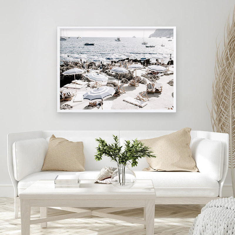 Shop A Day At Fontelina I Photo Art Print a coastal themed photography wall art print from The Print Emporium wall artwork collection - Buy Australian made fine art poster and framed prints for the home and your interior decor, TPE-728-AP