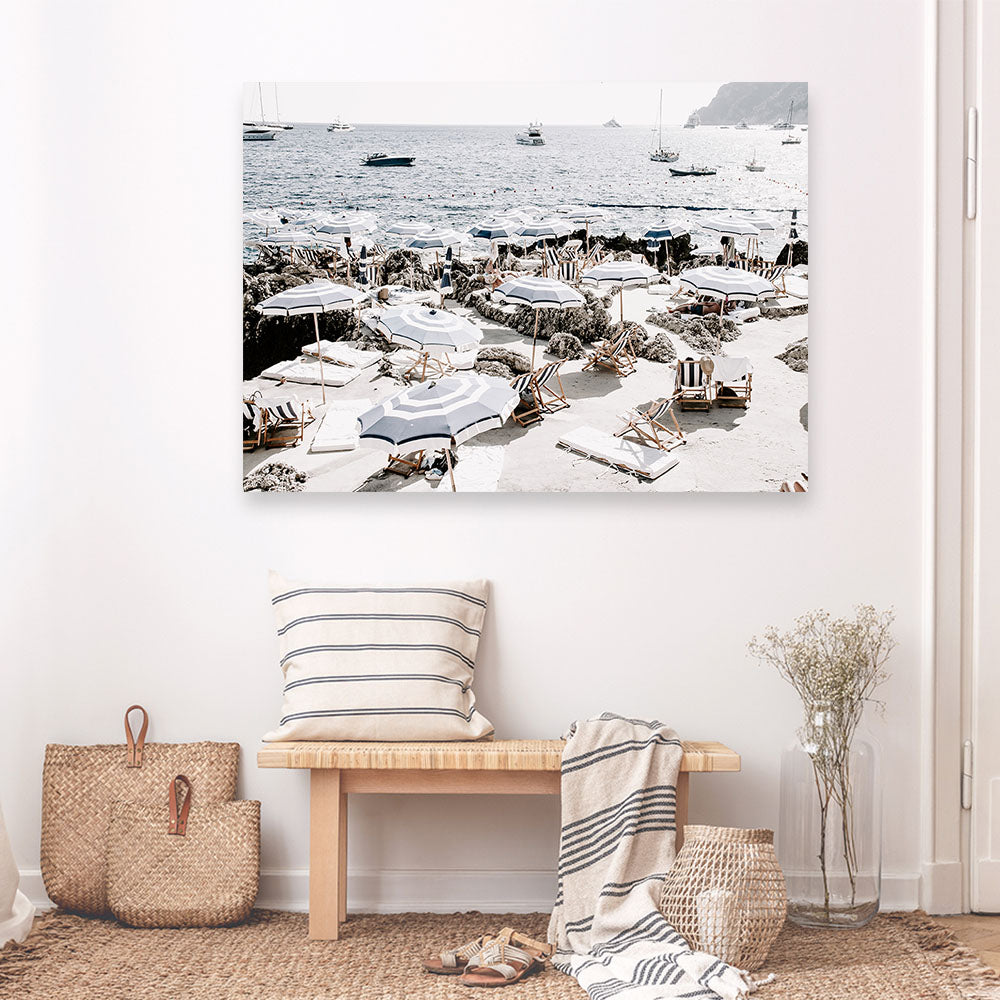 Shop A Day At Fontelina I Photo Canvas Print a coastal themed photography framed stretched canvas print from The Print Emporium wall artwork collection - Buy Australian made prints for the home and your interior decor space, TPE-728-CA-35X46-NF