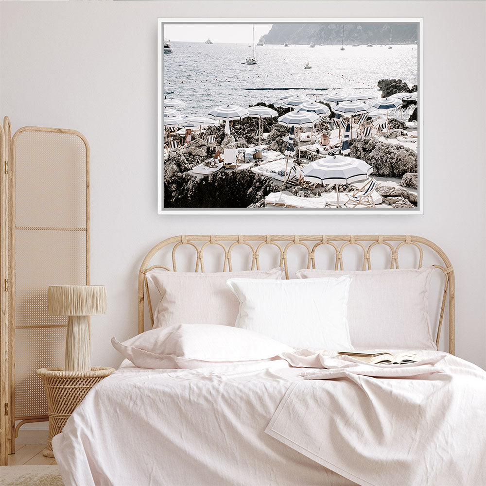 Shop A Day At Fontelina II Photo Canvas Print a coastal themed photography framed stretched canvas print from The Print Emporium wall artwork collection - Buy Australian made prints for the home and your interior decor space, TPE-855-CA-35X46-NF