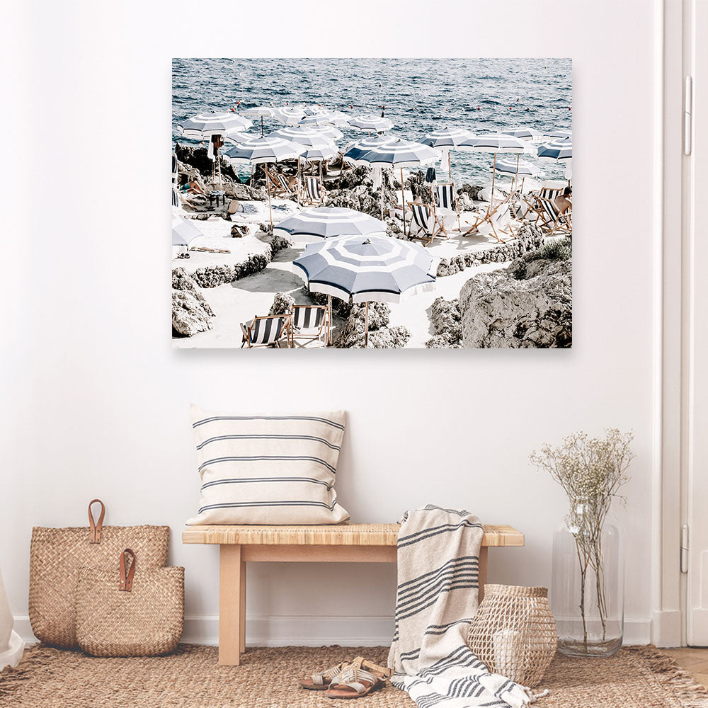 Shop A Day At Fontelina III Photo Canvas Print a coastal themed photography framed stretched canvas print from The Print Emporium wall artwork collection - Buy Australian made prints for the home and your interior decor space, TPE-860-CA-35X46-NF