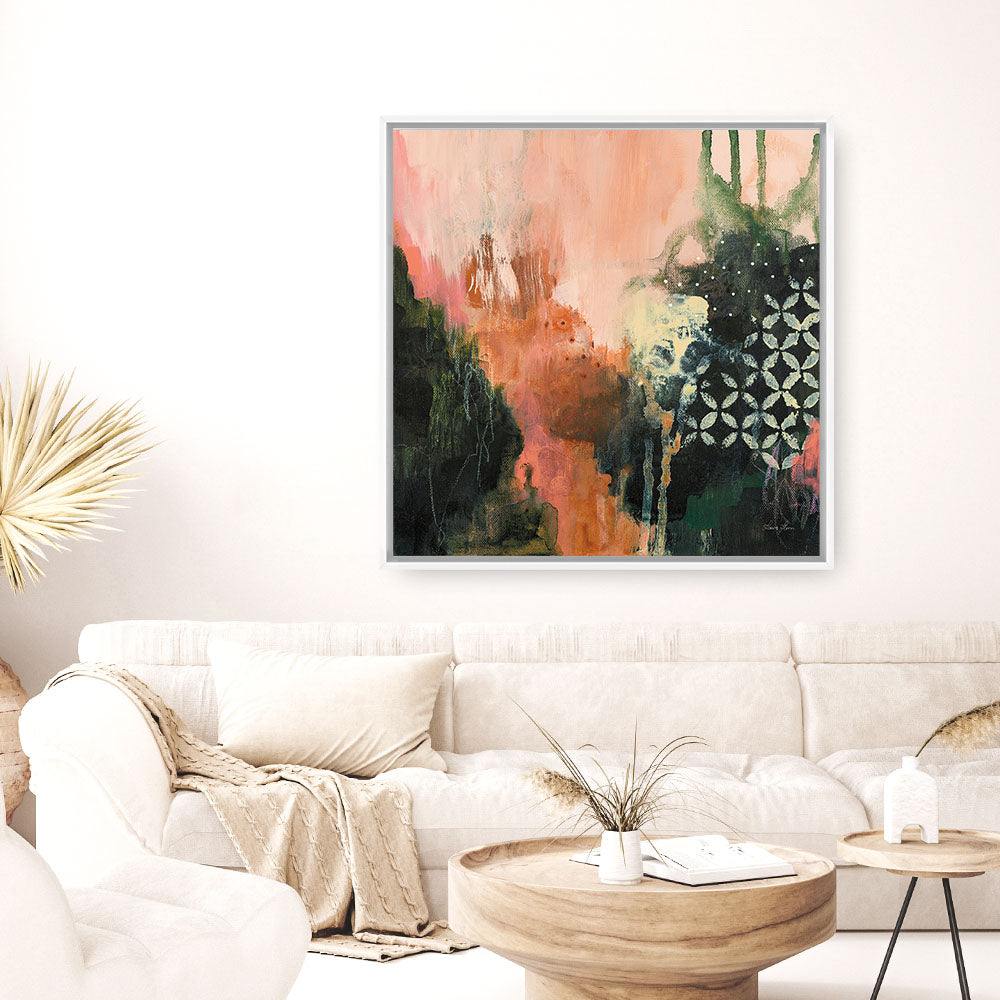 Shop Abstract Layers I Sunrise (Square) Canvas Print a painted abstract themed framed canvas wall art print from The Print Emporium artwork collection - Buy Australian made fine art painting style stretched canvas prints for the home and your interior decor space, TPE-WA-73160-CA-40X40-NF