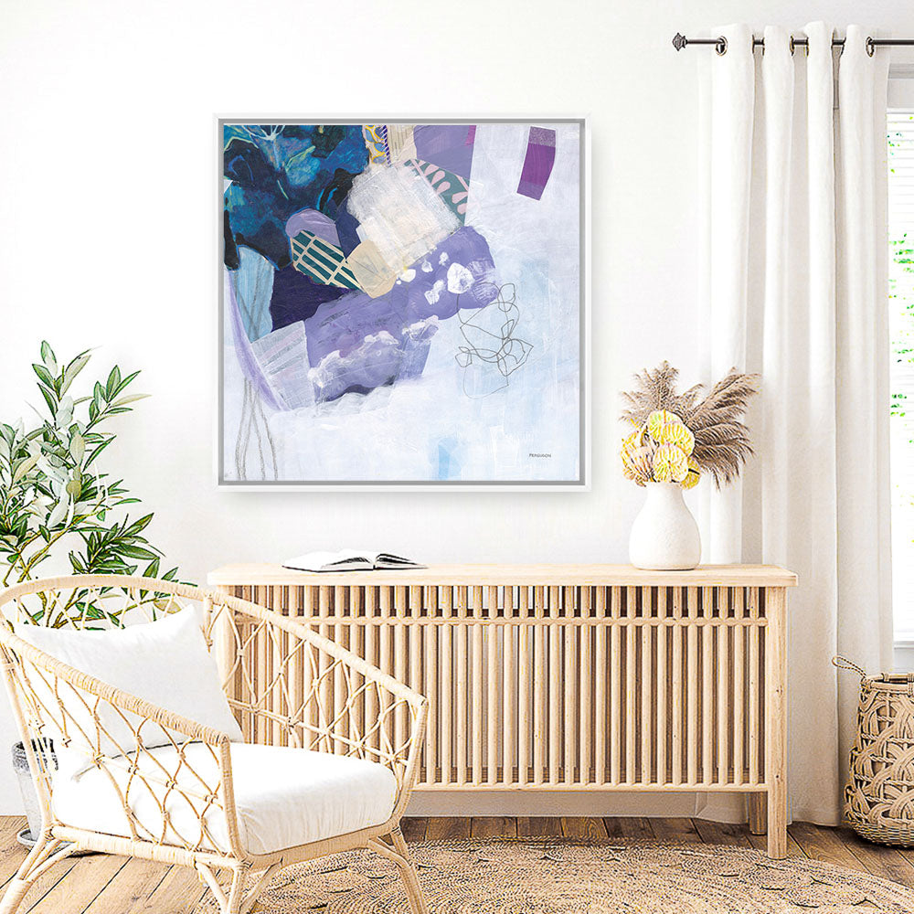 Shop Abstract Layers II Purple (Square) Canvas Print a painted abstract themed framed canvas wall art print from The Print Emporium artwork collection - Buy Australian made fine art painting style stretched canvas prints for the home and your interior decor space, TPE-WA-72103-CA-40X40-NF