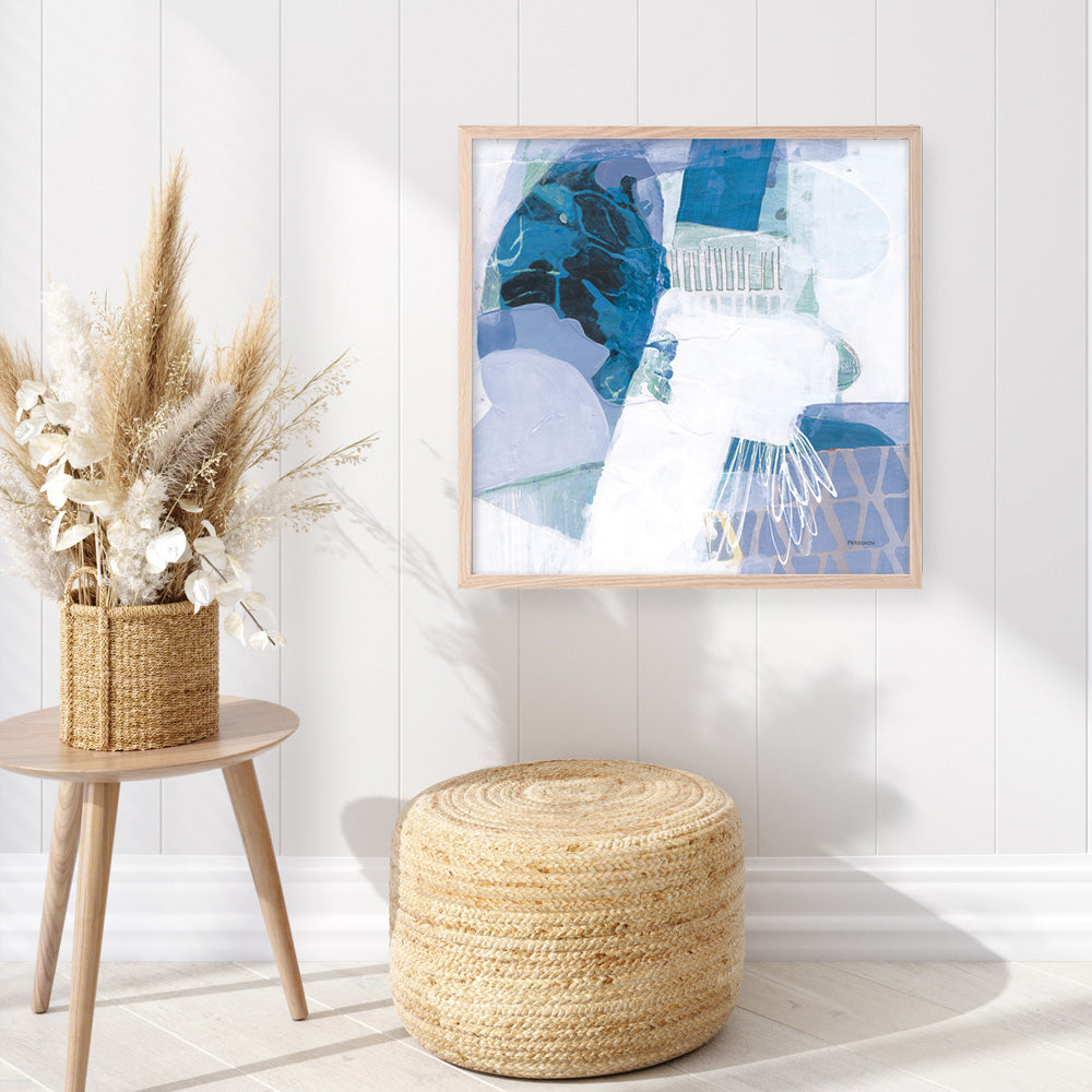 Shop Abstract Layers III Blue (Square) Art Print a painted abstract themed wall art print from The Print Emporium wall artwork collection - Buy Australian made fine art painting style poster and framed prints for the home and your interior decor room, TPE-WA-72694-AP