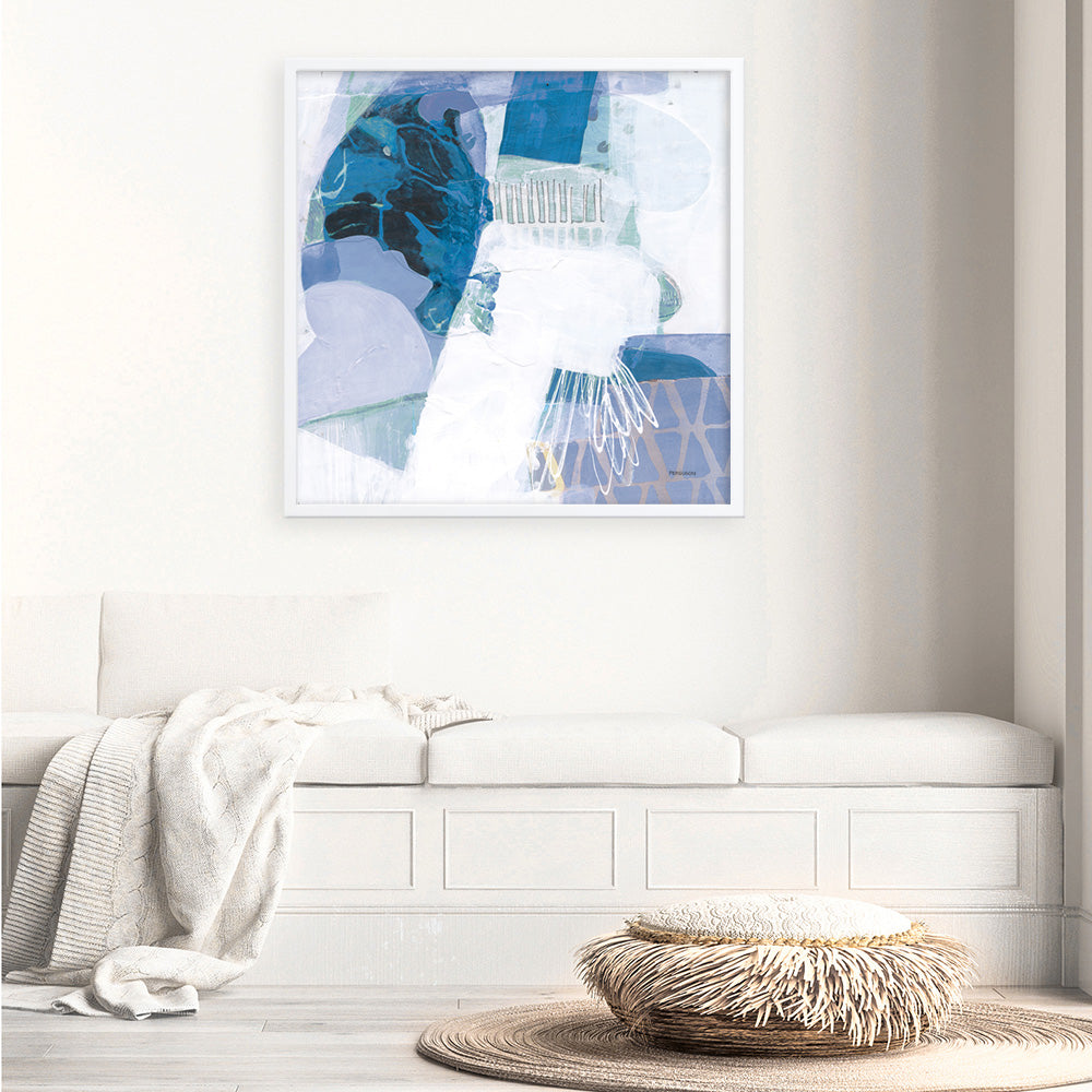 Shop Abstract Layers III Blue (Square) Art Print a painted abstract themed wall art print from The Print Emporium wall artwork collection - Buy Australian made fine art painting style poster and framed prints for the home and your interior decor room, TPE-WA-72694-AP