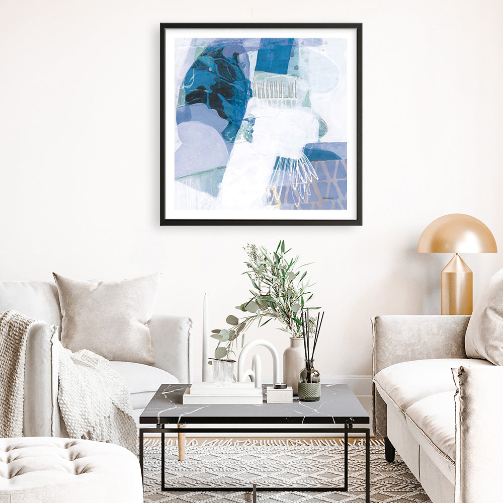Shop Abstract Layers III Blue (Square) Art Print a painted abstract themed wall art print from The Print Emporium wall artwork collection - Buy Australian made fine art painting style poster and framed prints for the home and your interior decor room, TPE-WA-72694-AP