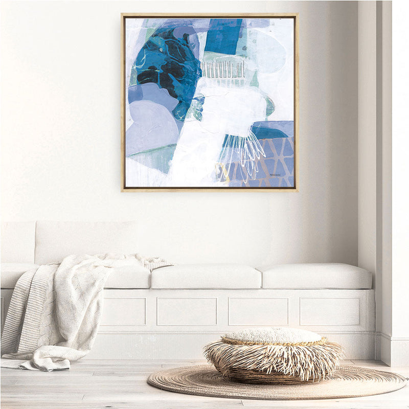 Shop Abstract Layers III Blue (Square) Canvas Print a painted abstract themed framed canvas wall art print from The Print Emporium artwork collection - Buy Australian made fine art painting style stretched canvas prints for the home and your interior decor space, TPE-WA-72694-CA-40X40-NF