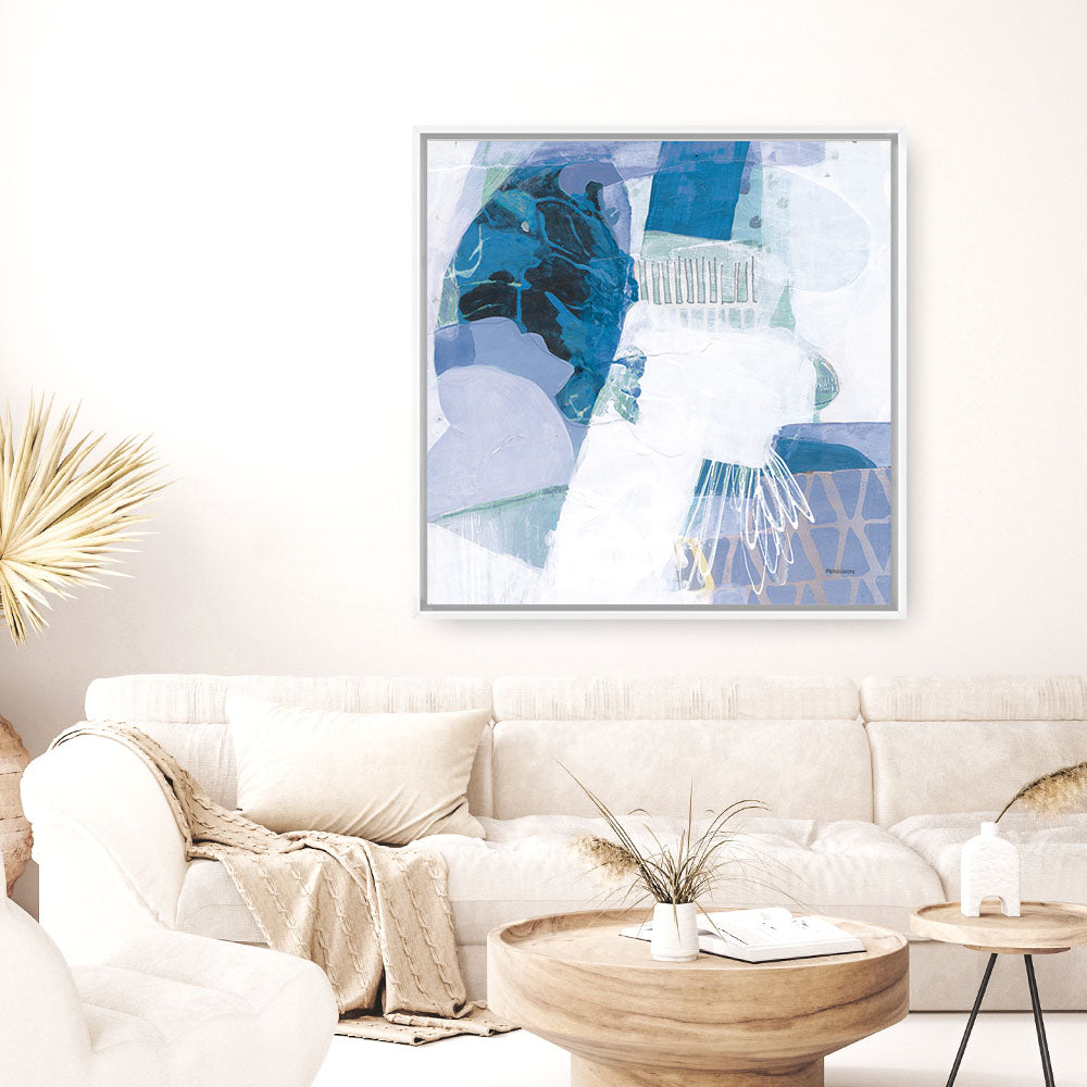 Shop Abstract Layers III Blue (Square) Canvas Print a painted abstract themed framed canvas wall art print from The Print Emporium artwork collection - Buy Australian made fine art painting style stretched canvas prints for the home and your interior decor space, TPE-WA-72694-CA-40X40-NF