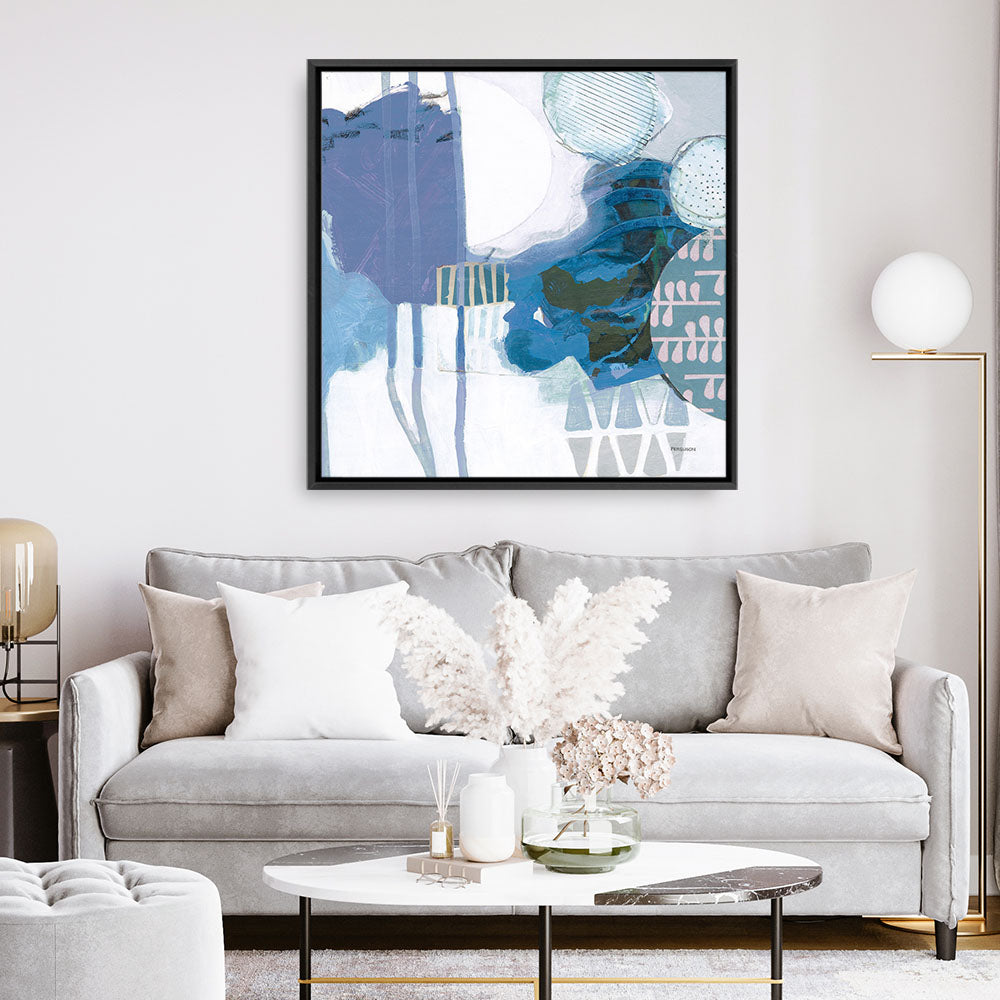 Shop Abstract Layers IV Blue (Square) Canvas Print a painted abstract themed framed canvas wall art print from The Print Emporium artwork collection - Buy Australian made fine art painting style stretched canvas prints for the home and your interior decor space, TPE-WA-72695-CA-40X40-NF