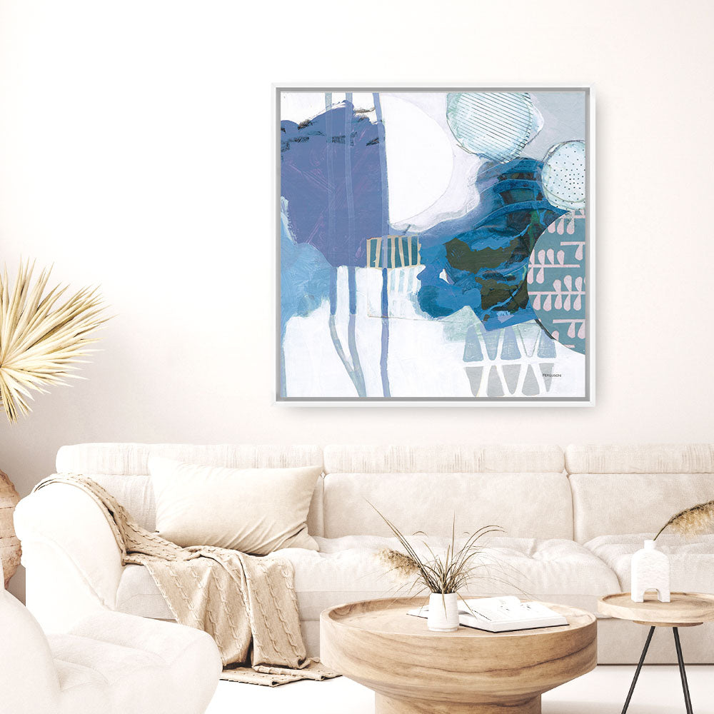 Shop Abstract Layers IV Blue (Square) Canvas Print a painted abstract themed framed canvas wall art print from The Print Emporium artwork collection - Buy Australian made fine art painting style stretched canvas prints for the home and your interior decor space, TPE-WA-72695-CA-40X40-NF