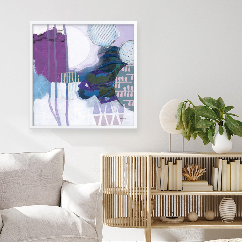 Shop Abstract Layers IV Purple (Square) Art Print a painted abstract themed wall art print from The Print Emporium wall artwork collection - Buy Australian made fine art painting style poster and framed prints for the home and your interior decor room, TPE-WA-72105-AP