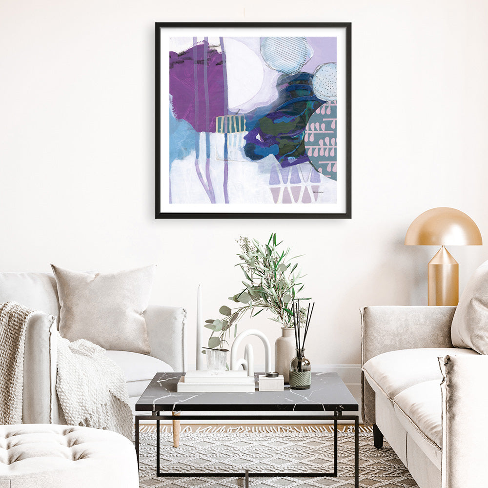 Shop Abstract Layers IV Purple (Square) Art Print a painted abstract themed wall art print from The Print Emporium wall artwork collection - Buy Australian made fine art painting style poster and framed prints for the home and your interior decor room, TPE-WA-72105-AP