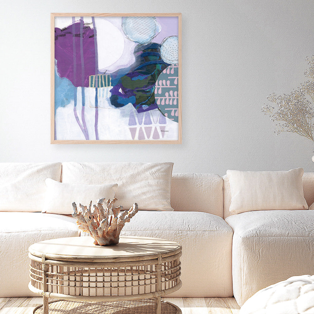 Shop Abstract Layers IV Purple (Square) Art Print a painted abstract themed wall art print from The Print Emporium wall artwork collection - Buy Australian made fine art painting style poster and framed prints for the home and your interior decor room, TPE-WA-72105-AP