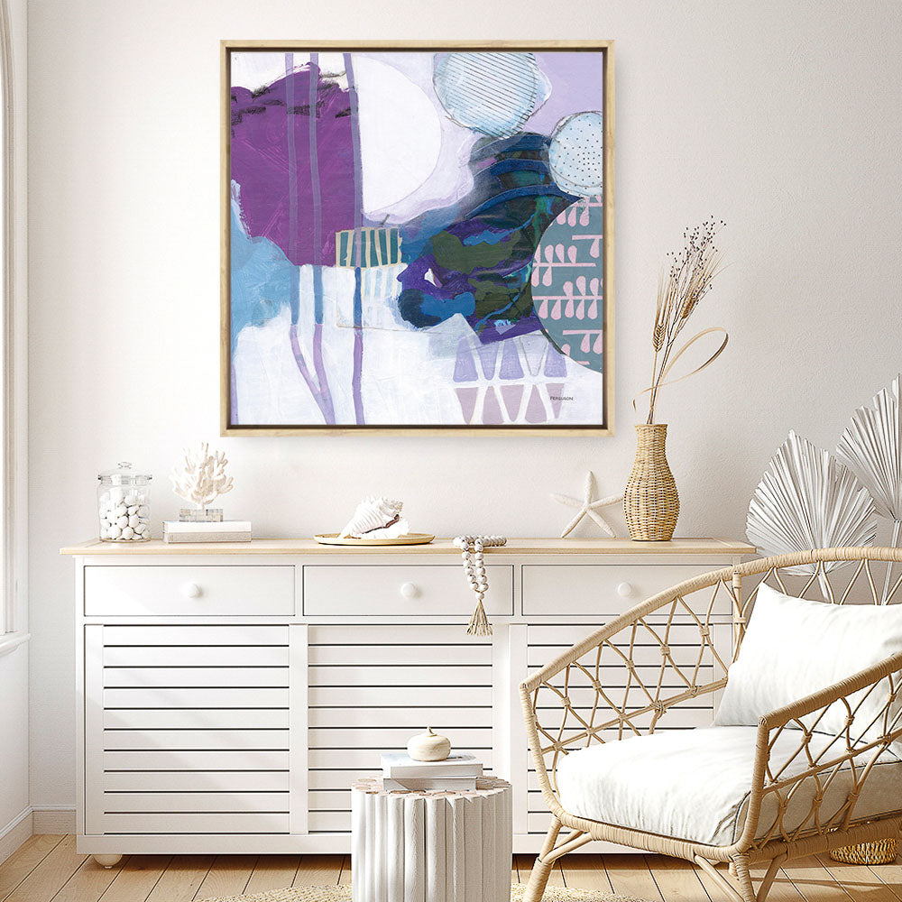 Shop Abstract Layers IV Purple (Square) Canvas Print a painted abstract themed framed canvas wall art print from The Print Emporium artwork collection - Buy Australian made fine art painting style stretched canvas prints for the home and your interior decor space, TPE-WA-72105-CA-40X40-NF