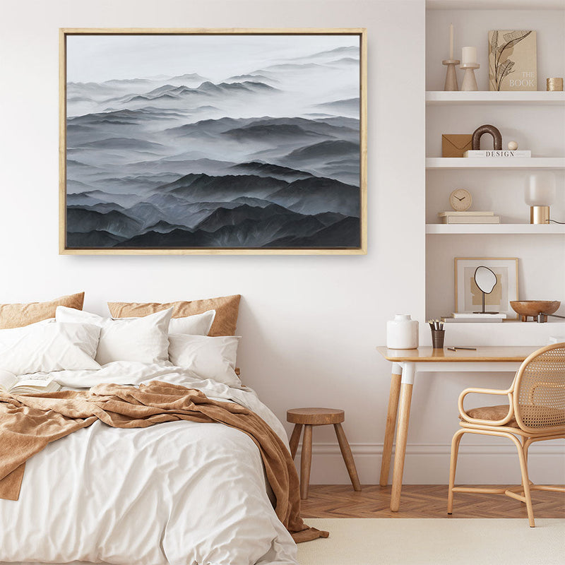 Shop Abstract Mountain Range Canvas Print a painted abstract themed framed canvas wall art print from The Print Emporium artwork collection - Buy Australian made fine art painting style stretched canvas prints for the home and your interior decor space, TPE-397-CA-35X46-NF