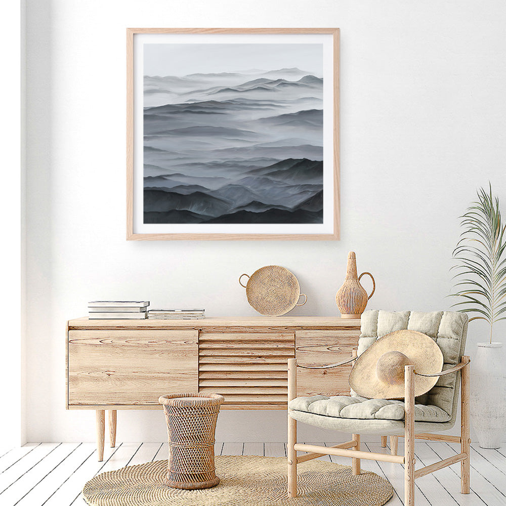 Shop Abstract Mountain Range I (Square) Art Print a painted abstract themed wall art print from The Print Emporium wall artwork collection - Buy Australian made fine art painting style poster and framed prints for the home and your interior decor room, TPE-398-AP