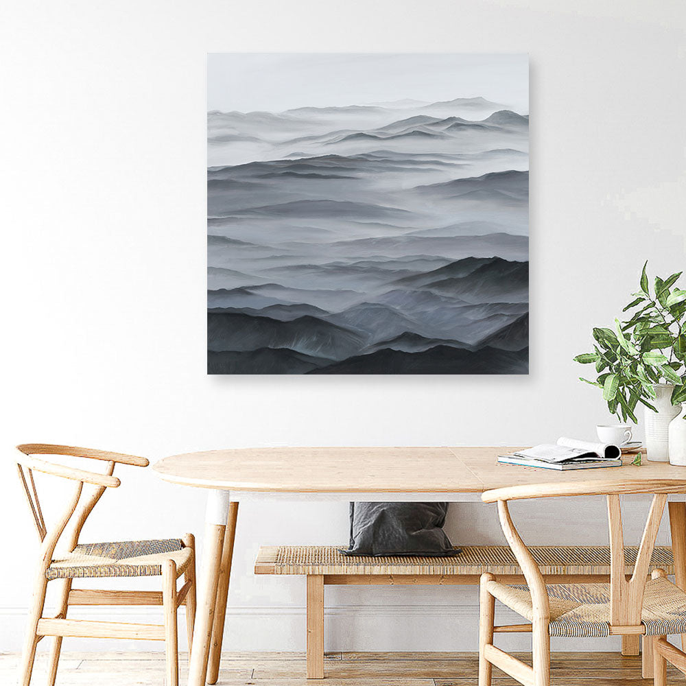 Shop Abstract Mountain Range I (Square) Canvas Print a painted abstract themed framed canvas wall art print from The Print Emporium artwork collection - Buy Australian made fine art painting style stretched canvas prints for the home and your interior decor space, TPE-398-CA-40X40-NF