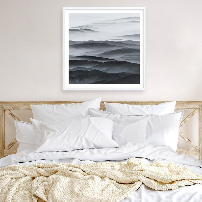 Shop Abstract Mountain Range II (Square) Art Print a painted abstract themed wall art print from The Print Emporium wall artwork collection - Buy Australian made fine art painting style poster and framed prints for the home and your interior decor room, TPE-399-AP