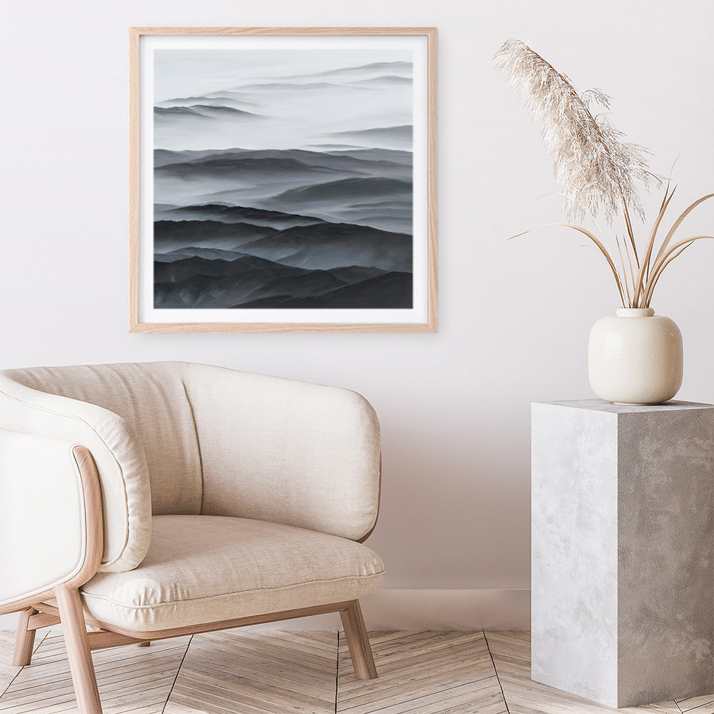 Shop Abstract Mountain Range II (Square) Art Print a painted abstract themed wall art print from The Print Emporium wall artwork collection - Buy Australian made fine art painting style poster and framed prints for the home and your interior decor room, TPE-399-AP