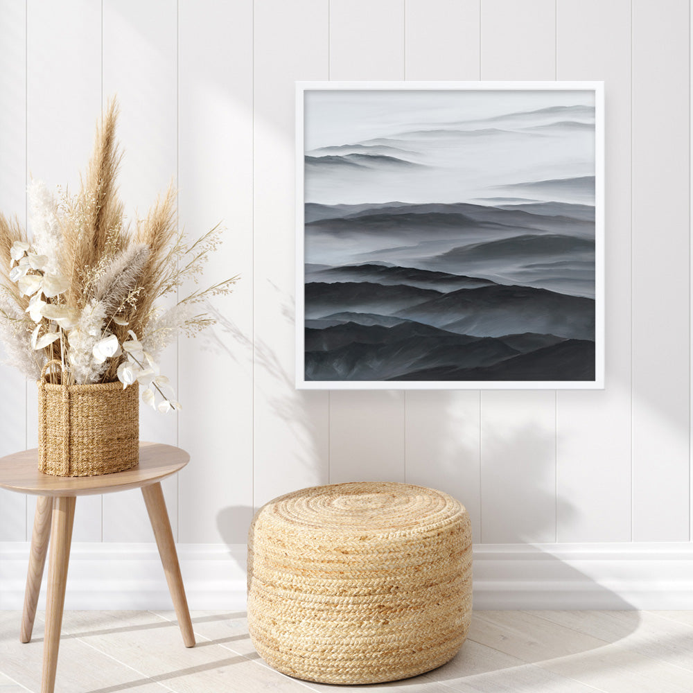 Shop Abstract Mountain Range II (Square) Art Print a painted abstract themed wall art print from The Print Emporium wall artwork collection - Buy Australian made fine art painting style poster and framed prints for the home and your interior decor room, TPE-399-AP