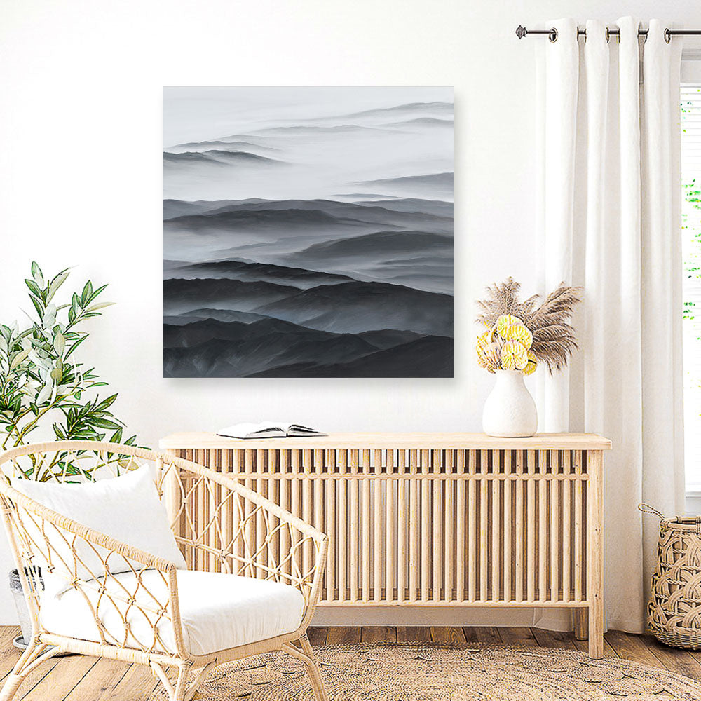 Shop Abstract Mountain Range II (Square) Canvas Print a painted abstract themed framed canvas wall art print from The Print Emporium artwork collection - Buy Australian made fine art painting style stretched canvas prints for the home and your interior decor space, TPE-399-CA-40X40-NF