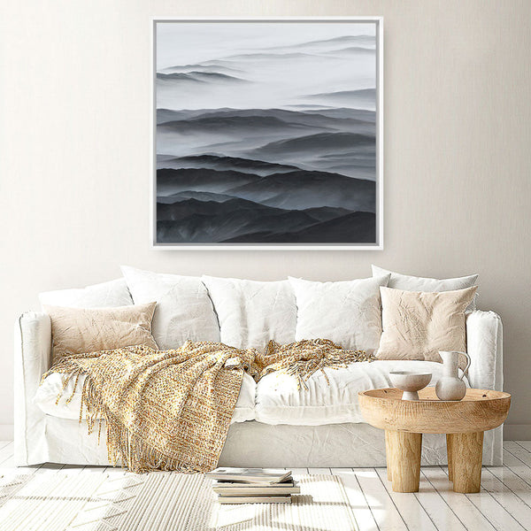 Shop Abstract Mountain Range II (Square) Canvas Print a painted abstract themed framed canvas wall art print from The Print Emporium artwork collection - Buy Australian made fine art painting style stretched canvas prints for the home and your interior decor space, TPE-399-CA-40X40-NF