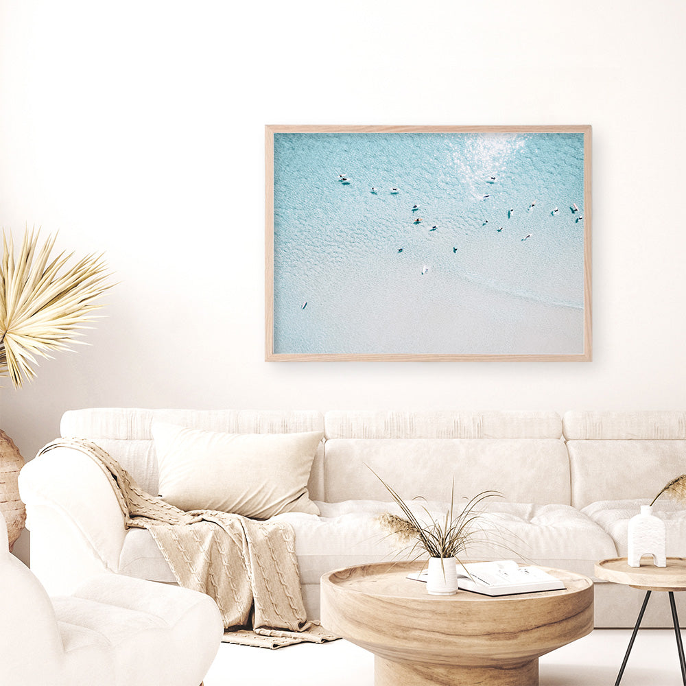 Shop Aerial Surfers I Photo Art Print a coastal themed photography wall art print from The Print Emporium wall artwork collection - Buy Australian made fine art poster and framed prints for the home and your interior decor, TPE-1232-AP