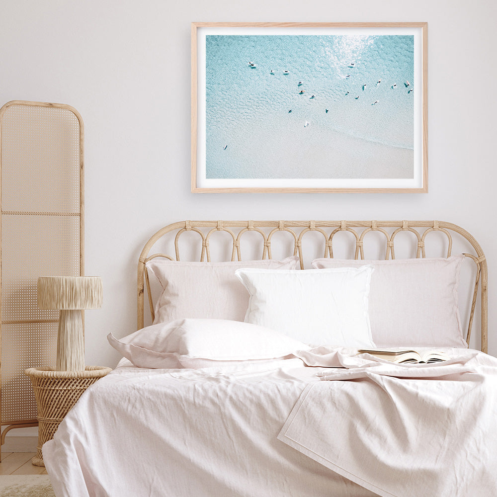 Shop Aerial Surfers I Photo Art Print a coastal themed photography wall art print from The Print Emporium wall artwork collection - Buy Australian made fine art poster and framed prints for the home and your interior decor, TPE-1232-AP