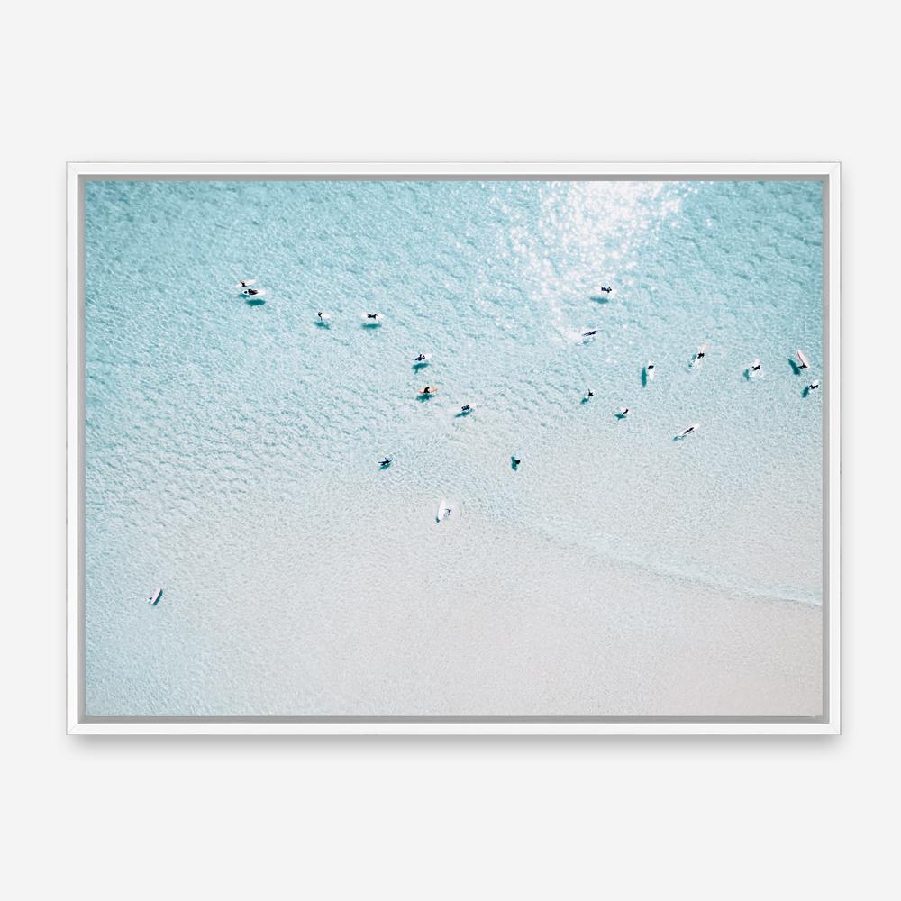Shop Aerial Surfers I Photo Canvas Print a coastal themed photography framed stretched canvas print from The Print Emporium wall artwork collection - Buy Australian made prints for the home and your interior decor space, TPE-1232-CA-35X46-NF