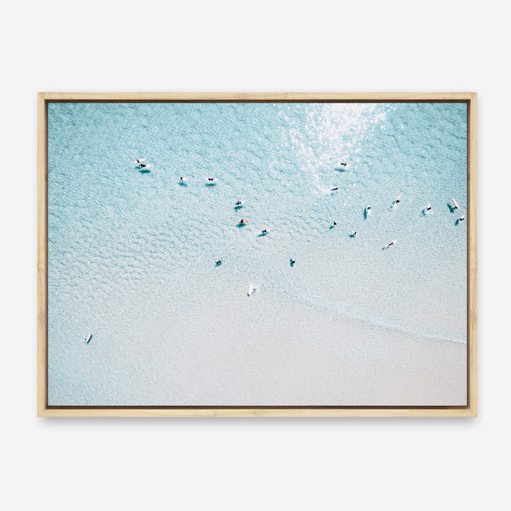 Shop Aerial Surfers I Photo Canvas Print a coastal themed photography framed stretched canvas print from The Print Emporium wall artwork collection - Buy Australian made prints for the home and your interior decor space, TPE-1232-CA-35X46-NF