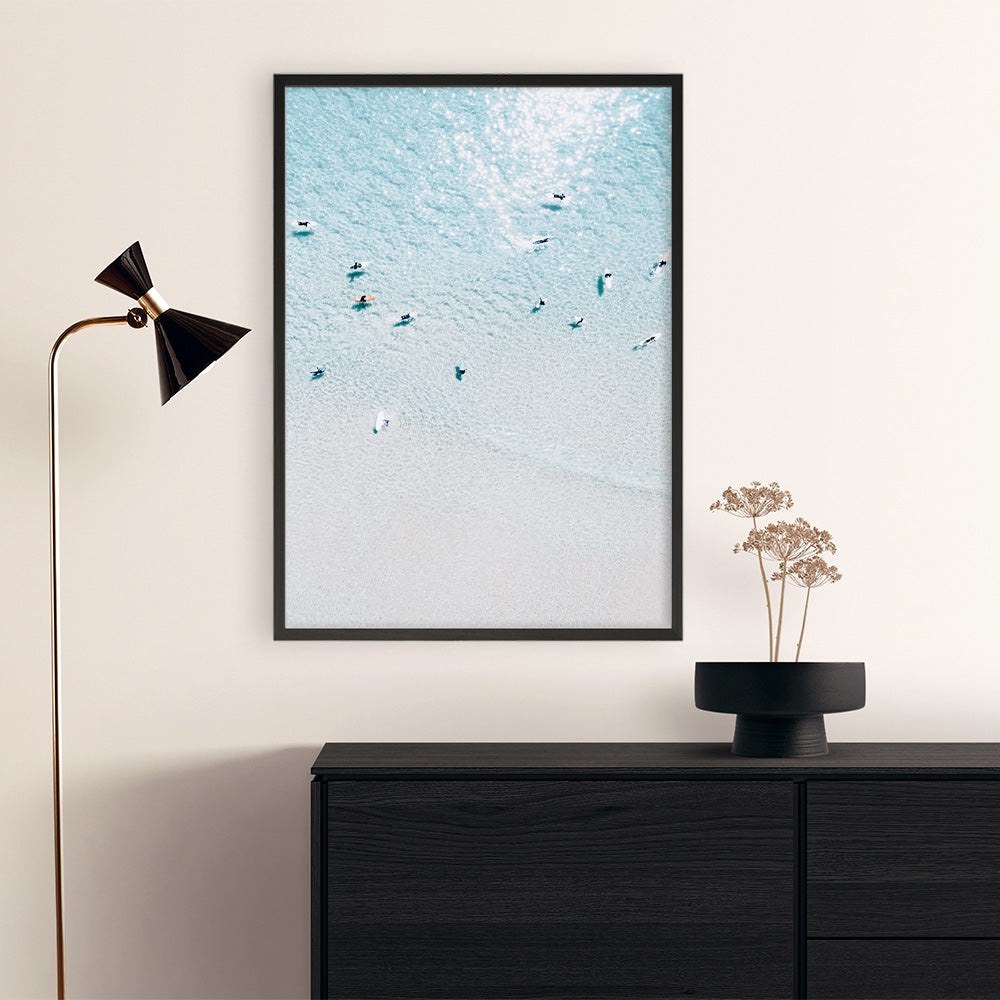 Shop Aerial Surfers II Photo Art Print a coastal themed photography wall art print from The Print Emporium wall artwork collection - Buy Australian made fine art poster and framed prints for the home and your interior decor, TPE-1233-AP