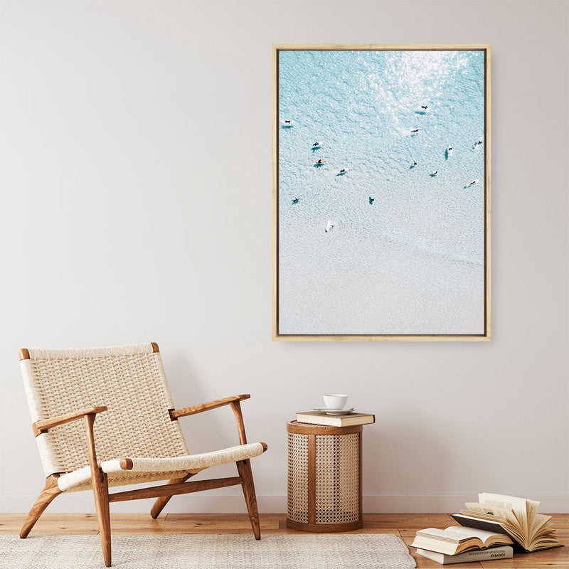 Shop Aerial Surfers II Photo Canvas Print a coastal themed photography framed stretched canvas print from The Print Emporium wall artwork collection - Buy Australian made prints for the home and your interior decor space, TPE-1233-CA-35X46-NF