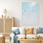 Shop Aerial Surfers II Photo Canvas Print a coastal themed photography framed stretched canvas print from The Print Emporium wall artwork collection - Buy Australian made prints for the home and your interior decor space, TPE-1233-CA-35X46-NF