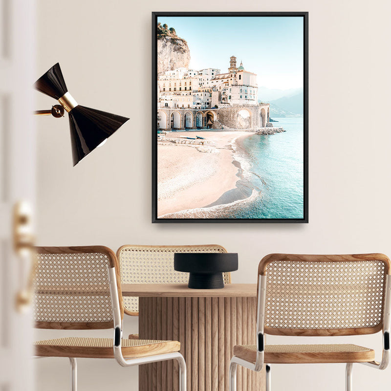 Shop Amalfi Village I Photo Canvas Print a coastal themed photography framed stretched canvas print from The Print Emporium wall artwork collection - Buy Australian made prints for the home and your interior decor space, TPE-1257-CA-35X46-NF
