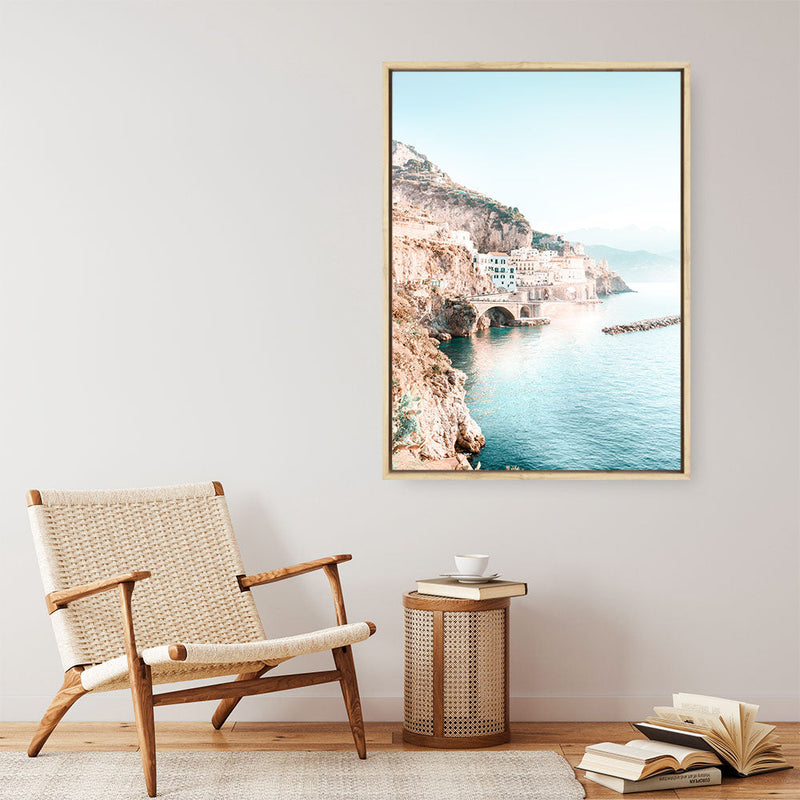 Shop Amalfi Village II Photo Canvas Print a coastal themed photography framed stretched canvas print from The Print Emporium wall artwork collection - Buy Australian made prints for the home and your interior decor space, TPE-1258-CA-35X46-NF
