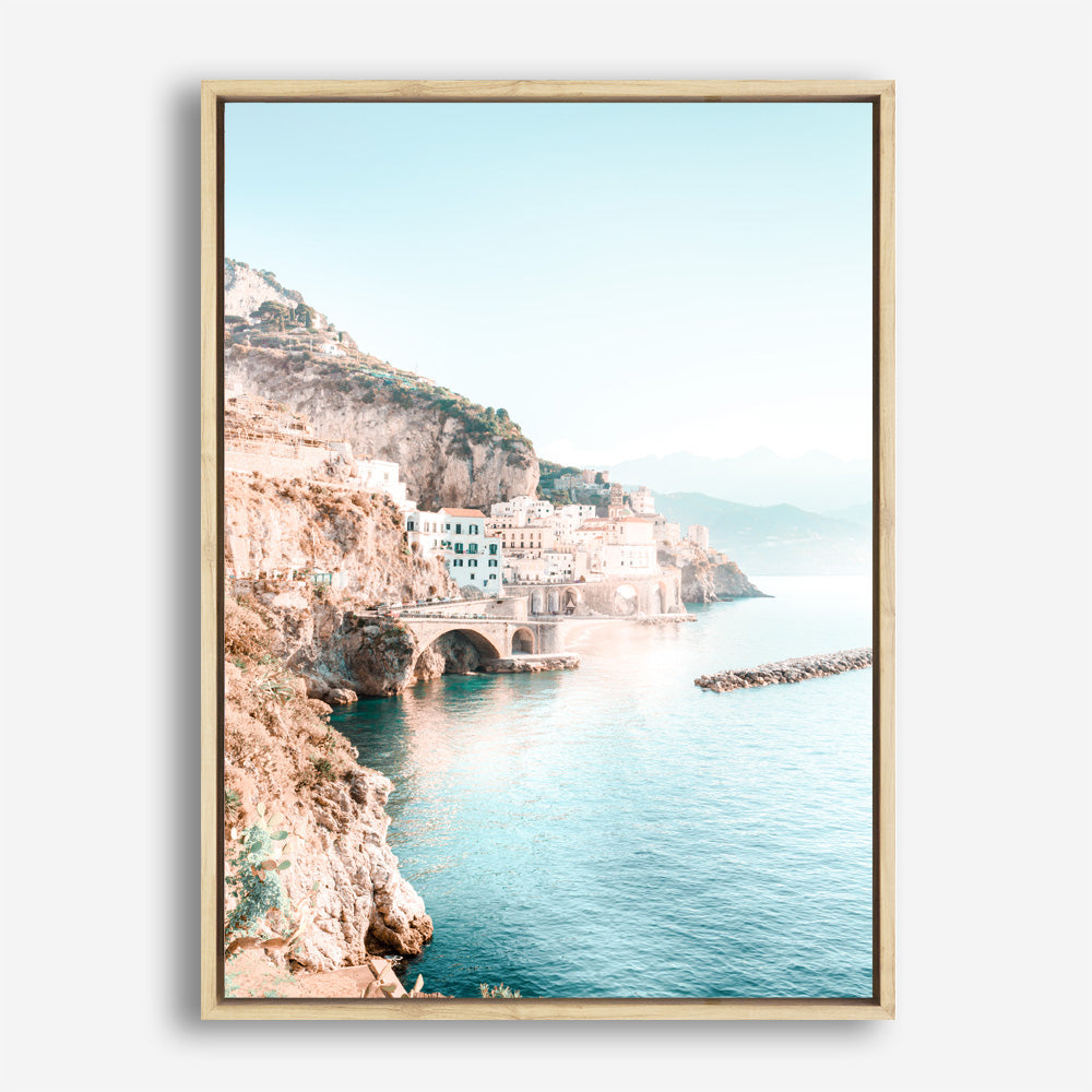 Shop Amalfi Village II Photo Canvas Print a coastal themed photography framed stretched canvas print from The Print Emporium wall artwork collection - Buy Australian made prints for the home and your interior decor space, TPE-1258-CA-35X46-NF