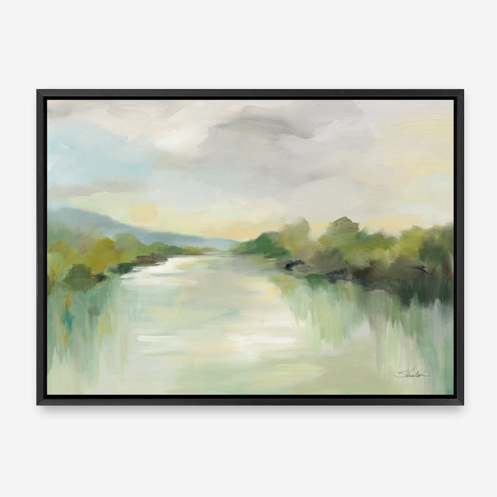 Shop April River Canvas Print a painted style framed canvas wall art print from The Print Emporium artwork collection - Buy Australian made fine art painting style stretched canvas prints for the home and your interior decor space, TPE-WA-70140-CA-35X46-NF
