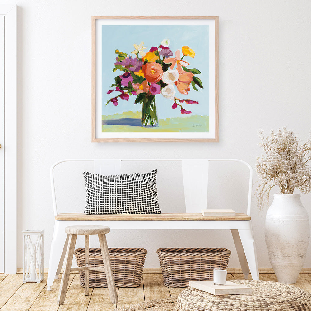 Shop August Blooms (Square) Art Print a floral themed painted wall art print from The Print Emporium wall artwork collection - Buy Australian made fine art painting style poster and framed prints for the home and your interior decor room