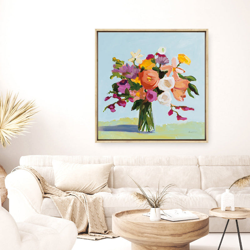 Shop August Blooms (Square) Canvas Print a floral themed painted framed canvas wall art print from The Print Emporium artwork collection - Buy Australian made fine art painting style stretched canvas prints for the home and your interior decor space, TPE-WA-74471-CA-40X40-NF