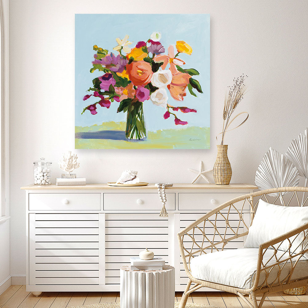 Shop August Blooms (Square) Canvas Print a floral themed painted framed canvas wall art print from The Print Emporium artwork collection - Buy Australian made fine art painting style stretched canvas prints for the home and your interior decor space, TPE-WA-74471-CA-40X40-NF