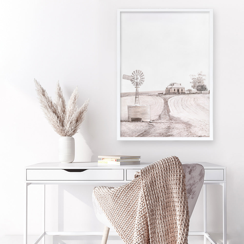 Shop Australian Farm I Art Print a painted style wall art print from The Print Emporium wall artwork collection - Buy Australian made fine art painting style poster and framed prints for the home and your interior decor room, TPE-929-AP