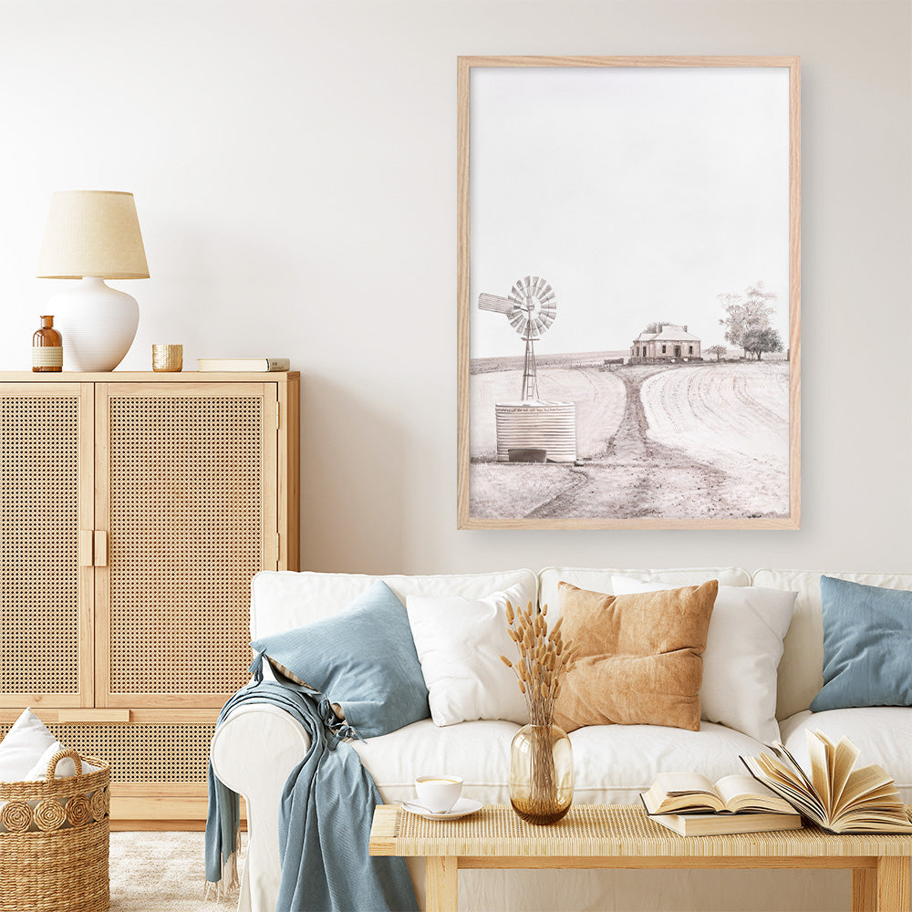 Shop Australian Farm I Art Print a painted style wall art print from The Print Emporium wall artwork collection - Buy Australian made fine art painting style poster and framed prints for the home and your interior decor room, TPE-929-AP