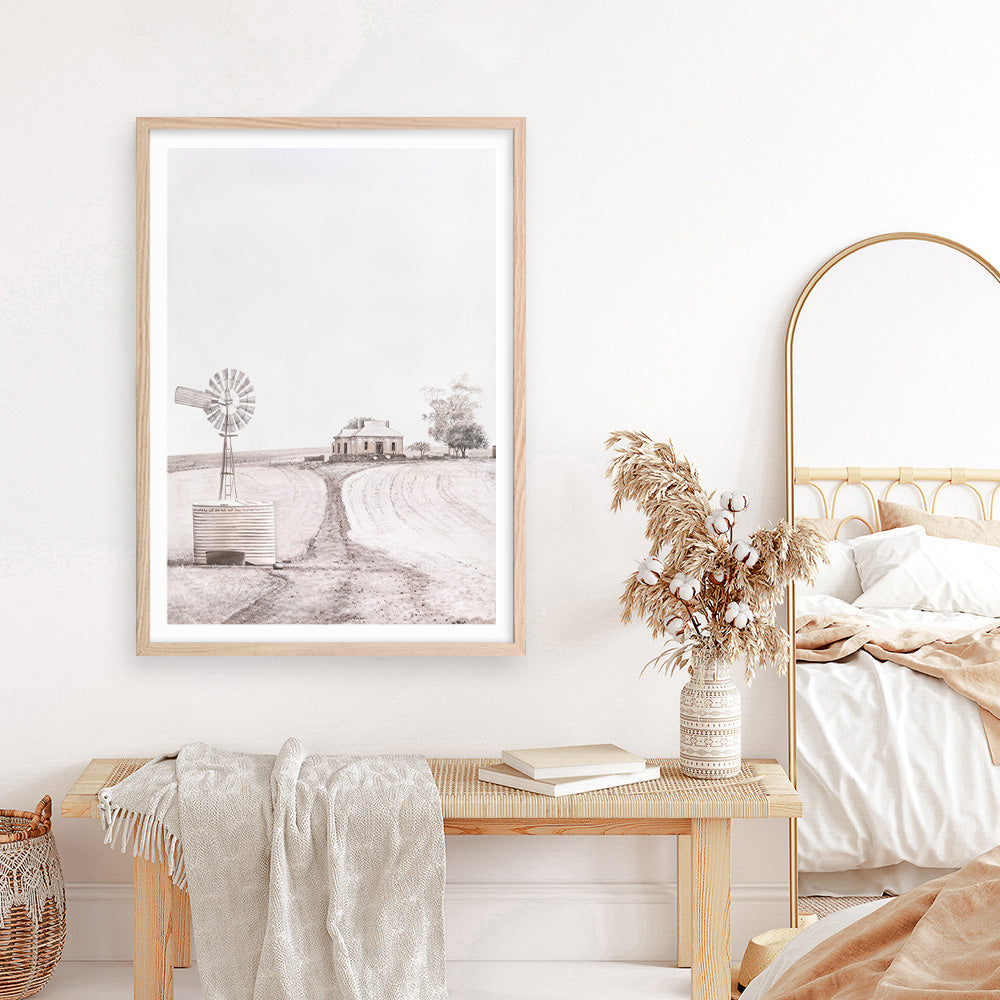 Shop Australian Farm I Art Print a painted style wall art print from The Print Emporium wall artwork collection - Buy Australian made fine art painting style poster and framed prints for the home and your interior decor room, TPE-929-AP