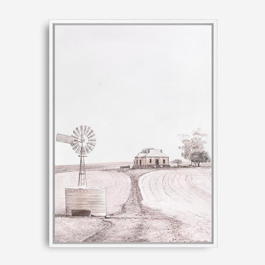 Shop Australian Farm I Canvas Print a painted style framed canvas wall art print from The Print Emporium artwork collection - Buy Australian made fine art painting style stretched canvas prints for the home and your interior decor space, TPE-929-CA-35X46-NF