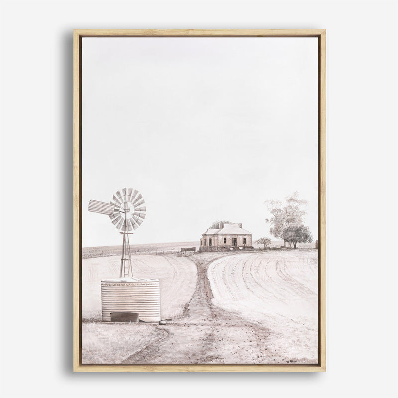 Shop Australian Farm I Canvas Print a painted style framed canvas wall art print from The Print Emporium artwork collection - Buy Australian made fine art painting style stretched canvas prints for the home and your interior decor space, TPE-929-CA-35X46-NF