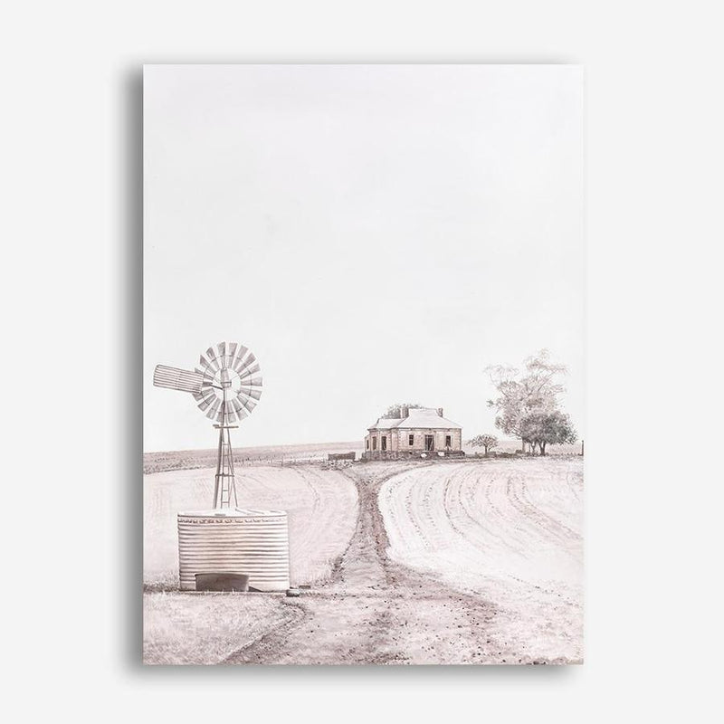 Shop Australian Farm I Canvas Print a painted style framed canvas wall art print from The Print Emporium artwork collection - Buy Australian made fine art painting style stretched canvas prints for the home and your interior decor space, TPE-929-CA-35X46-NF