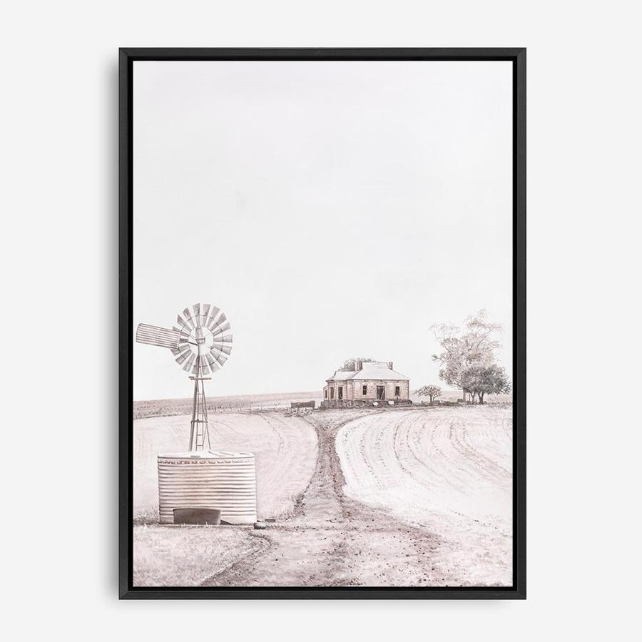 Shop Australian Farm I Canvas Print a painted style framed canvas wall art print from The Print Emporium artwork collection - Buy Australian made fine art painting style stretched canvas prints for the home and your interior decor space, TPE-929-CA-35X46-NF