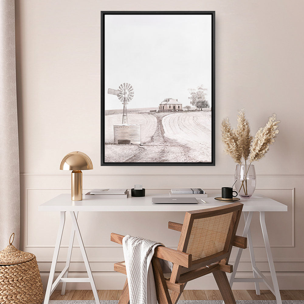 Shop Australian Farm I Canvas Print a painted style framed canvas wall art print from The Print Emporium artwork collection - Buy Australian made fine art painting style stretched canvas prints for the home and your interior decor space, TPE-929-CA-35X46-NF