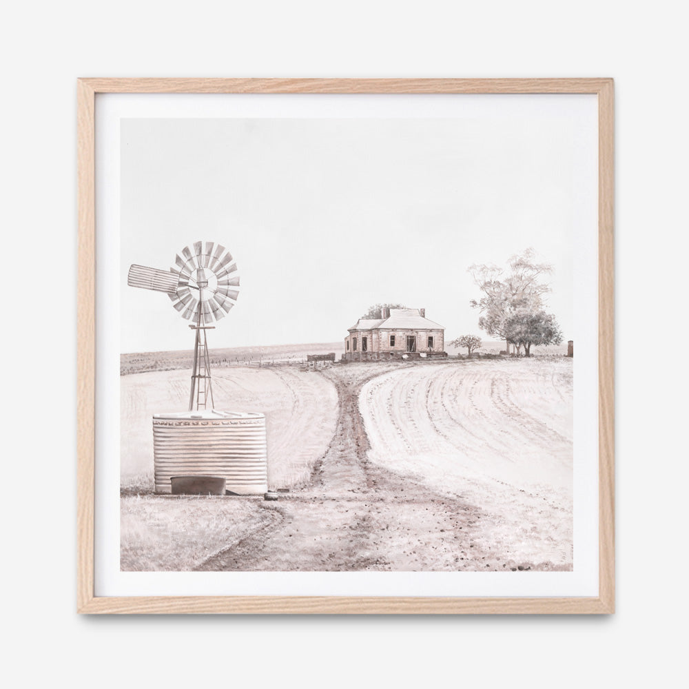 Shop Australian Farm I (Square) Art Print a painted style wall art print from The Print Emporium wall artwork collection - Buy Australian made fine art painting style poster and framed prints for the home and your interior decor room, TPE-924-AP