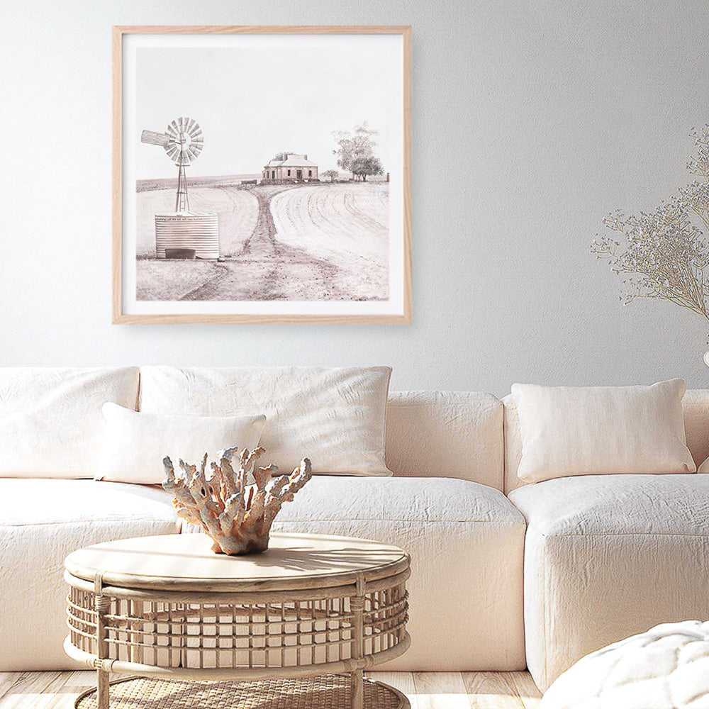 Shop Australian Farm I (Square) Art Print a painted style wall art print from The Print Emporium wall artwork collection - Buy Australian made fine art painting style poster and framed prints for the home and your interior decor room, TPE-924-AP